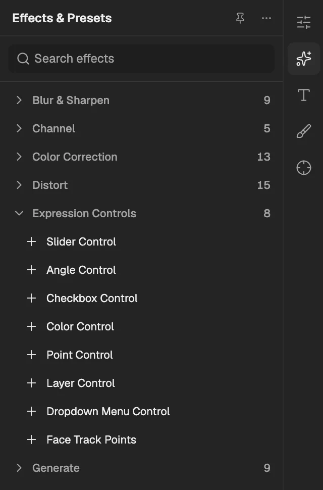 Effects & Presets with Expression Controls open, a layer selected so its effects can be added.